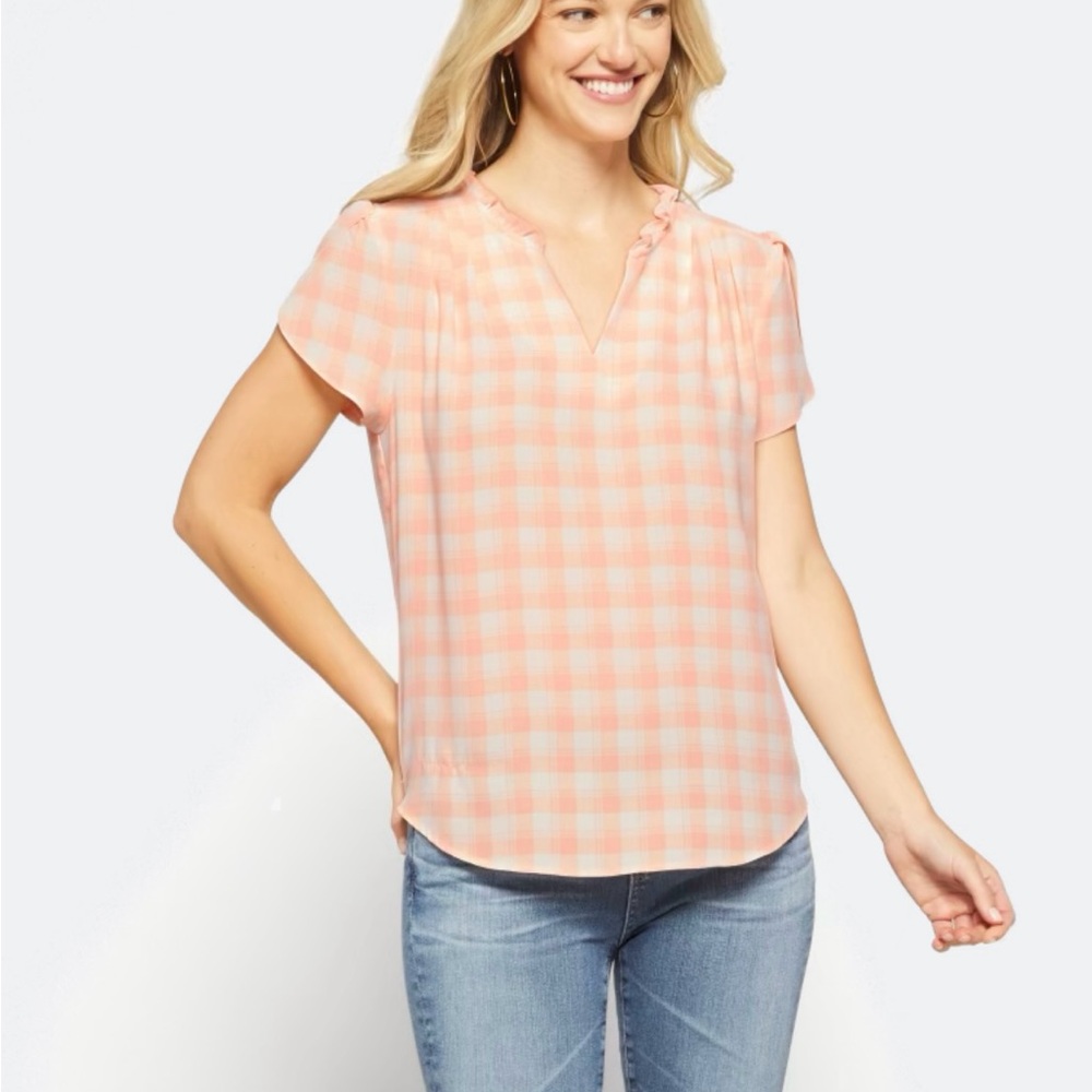 41 Hawthorn Peach Checkered Blouse